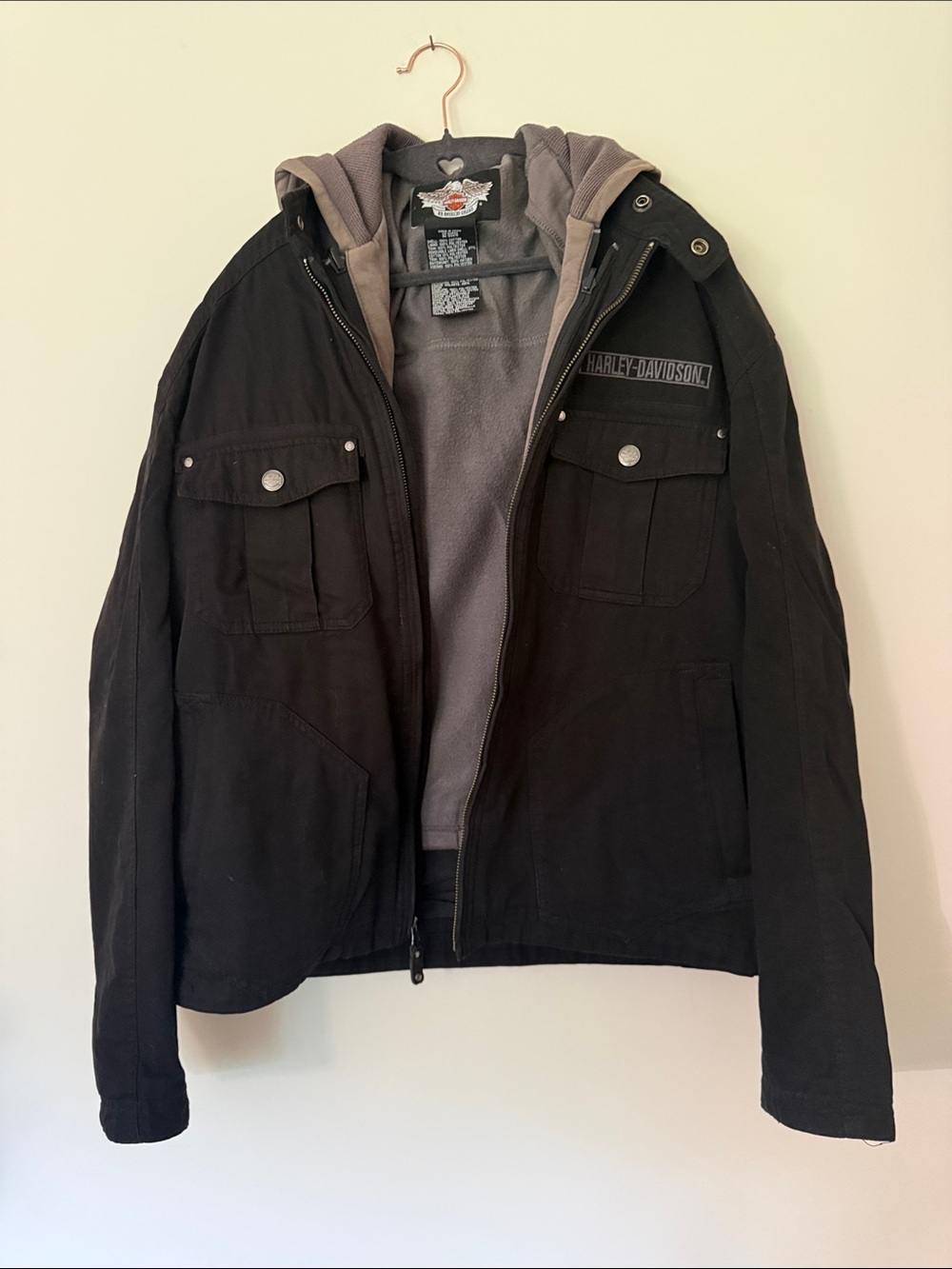 Harley-Davidson Black Jacket with Gray Vest Lining